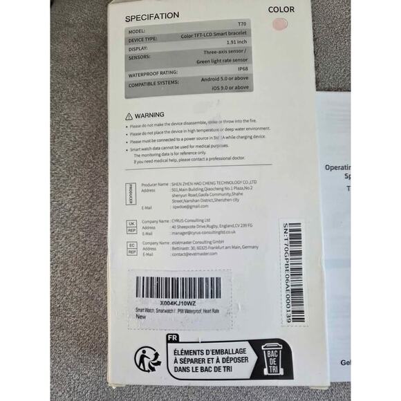 “Smart Watch Fitness Tracker – Waterproof, Heart Rate, Calls, Pink Strap” - Picture 3 of 6